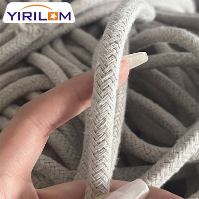 China Fabricante de material de fila Cordones de algodón personalizados de 3 mm de espesor gris natural de algodón artesanal