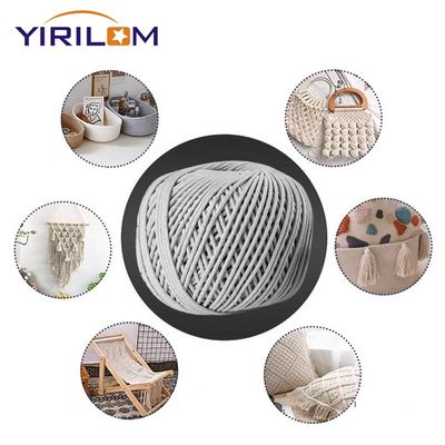 China Fabricante de material de fila Cordones de algodón personalizados de 3 mm de espesor gris natural de algodón artesanal