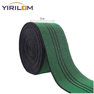 Sofá verde de 7 cm de estiramiento con cinturón de sofá de PP. Cinturones de banda de borde de 5 cm. Muebles de tapicería. Sofá con cinturón de banda elástica.
