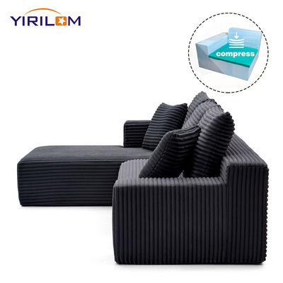 Buen precio Sofá Modular Súper Profundo en Forma de L con Chaise Convertible y Tela de Pana en Rollo Comprimido al Vacío en línea