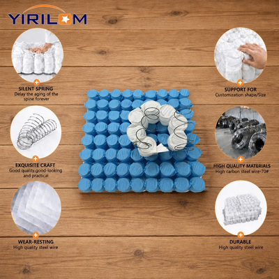 Unidad de resorte de bolsillo de tamaño personalizado con alambre de acero de 1,0 mm-1,8 mm y altura de resorte de 6-15 cm