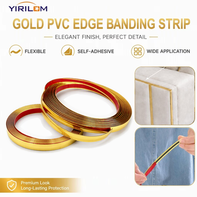 Buen precio Banda de banda de borde de PVC de oro con acabado metálico mate 13 mm de ancho 2.8 mm de altura para recubrimiento de bordes de muebles en línea