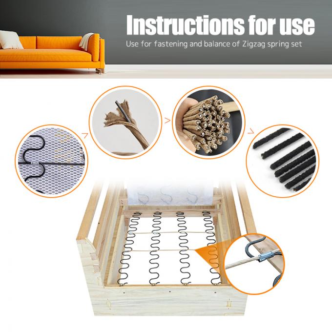 Accesorio de muebles OEM 2,0 mm alambre de resorte de papel alambre de fijación para el sofá Zig Zag Spring 5
